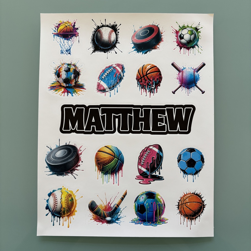 REMOVABLE VINYL STICKER SHEET-SPORTS DRIP